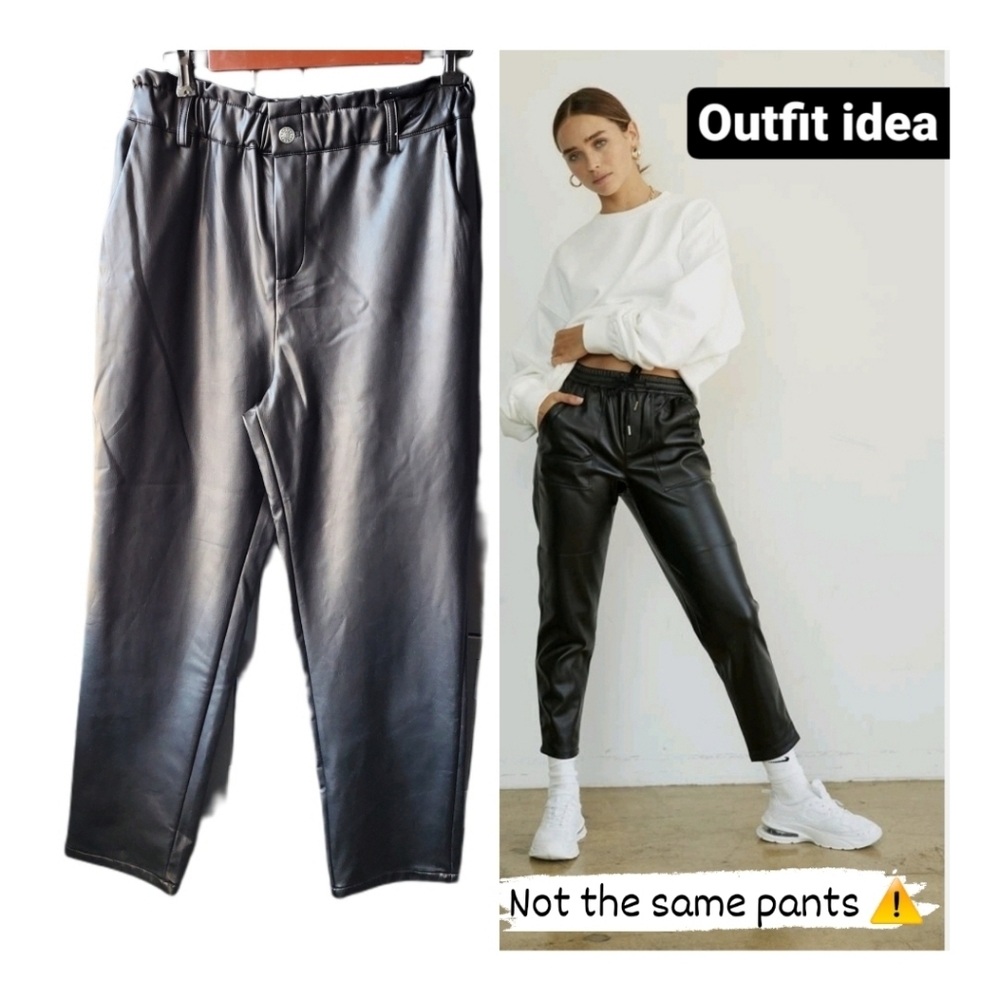 Faux leather joggers